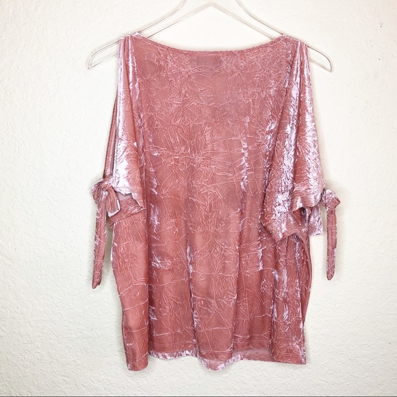 Anthro | Maeve Pink Velvet Cold Shoulder Top Sz M - Picture 6 of 6